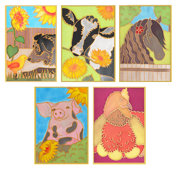 Pack of 5 Assorted Gutta Outlines - Farmyard Pack